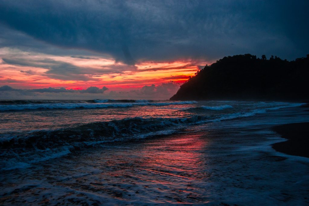 Rough seas at sunset, Jaco Beach, Costa Rica