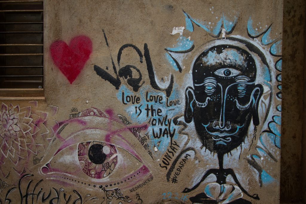 Landscape version of I Love You Krishna, Graffiti Street Art