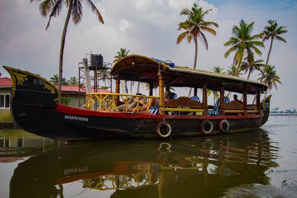 A tourist boat on the Kerala backwaters