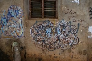 Hindu graffiti in Gokarna, India